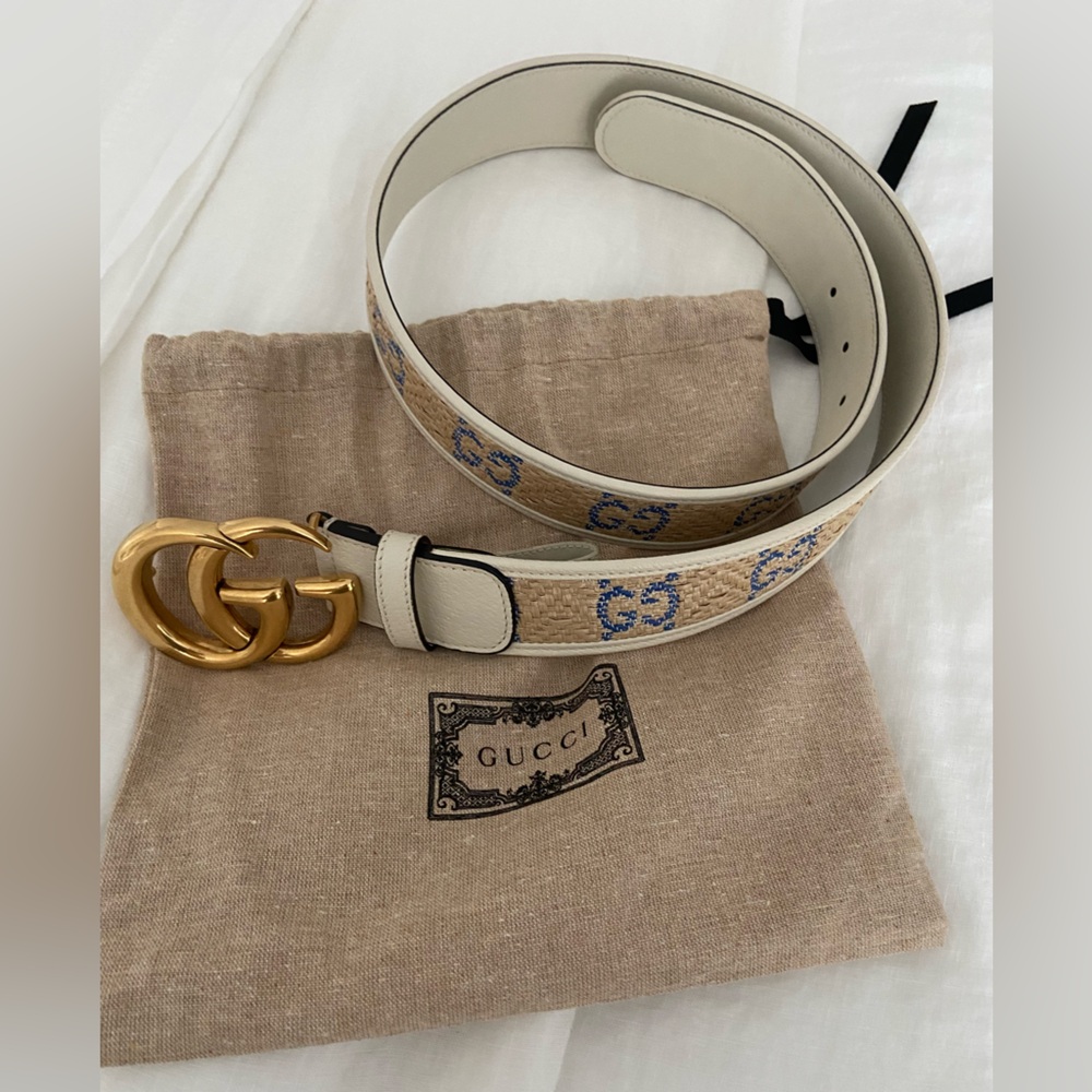 Special edition raffia Gucci belt